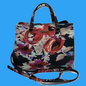 *SOLD* KATE SPADE Handbag Black Pink Floral 3 Sections **EUC** SO PRETTY!!